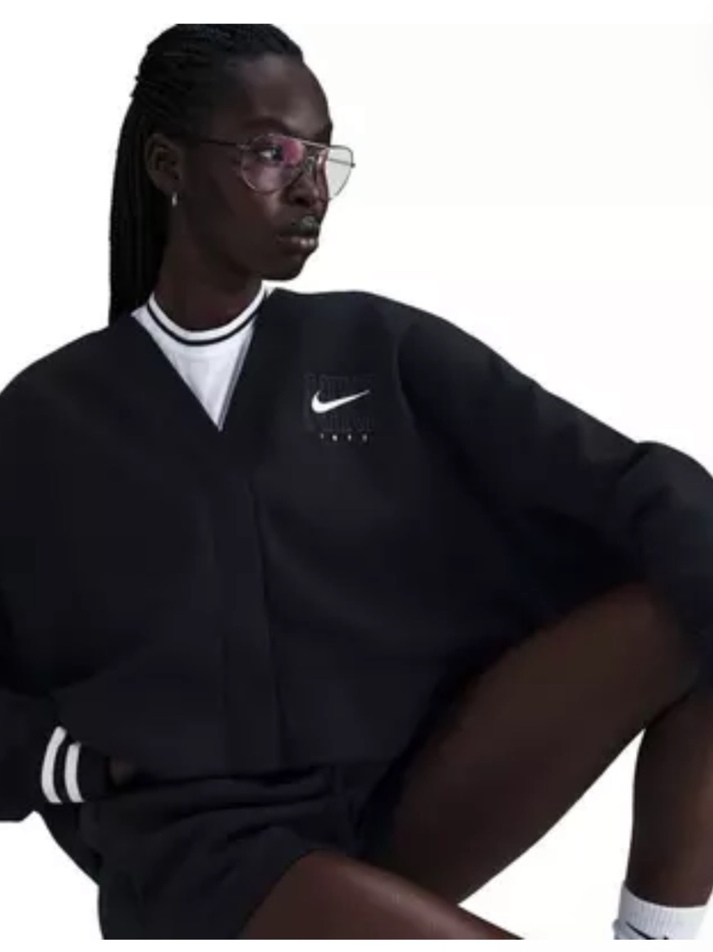 Nike Women's Sportswear Phoenix Fleece Over-Oversized Graphic Cardigan-Black XS - Picture 3 of 15